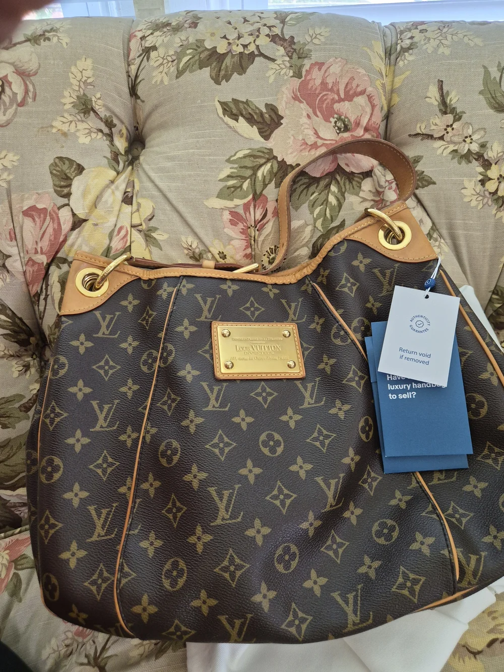 Louis Vuitton Brown Monogram Canvas Shoulder Bag with Tan Trim